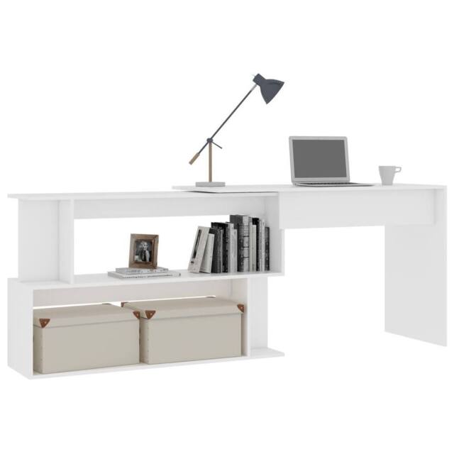 Berkfield Home Modern Corner Desk White 200x50x76 cm Engineered Wood - Size: 200 x 50 x 76 cm - image 1