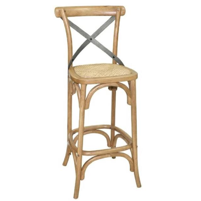netfurniture Arlington Retro Wood Stool - Rattan Seat Pad Fully Assembled in Brown - image 1
