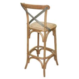 netfurniture Arlington Retro Wood Stool - Rattan Seat Pad Fully Assembled in Brown - thumbnail 2