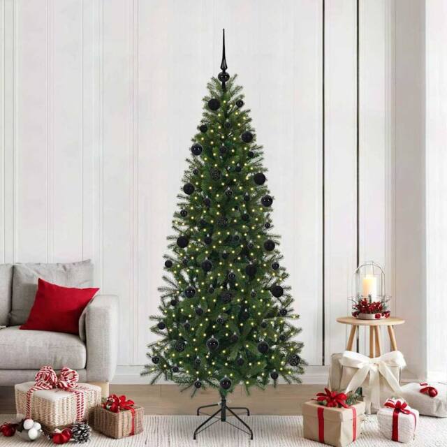 Berkfield Home Artificial Christmas Tree with 300 LEDs Green 210 cm PE & PVC - image 1