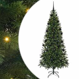 Berkfield Home Artificial Christmas Tree with 300 LEDs Green 210 cm PE & PVC - thumbnail 2