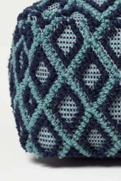 Homescapes Tula Handwoven Textured Pouffe Bean Cube in Navy - thumbnail 3