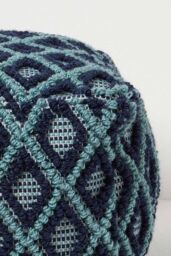 Homescapes Tula Handwoven Textured Pouffe Bean Cube in Navy - thumbnail 4
