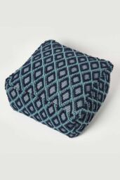 Homescapes Tula Handwoven Textured Pouffe Bean Cube in Navy - thumbnail 5