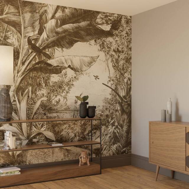 Superfresco Easy Jungle Book Mono Print To Order 3m x 2.8m Mural in White - image 1