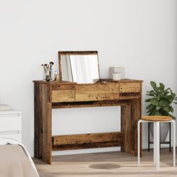 Berkfield Home Dressing Table with Mirror Old Wood 100x45x76 cm in Brown - Size: 100 x 45 x 76 cm