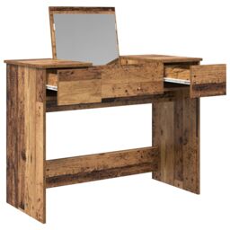 Berkfield Home Dressing Table with Mirror Old Wood 100x45x76 cm in Brown - Size: 100 x 45 x 76 cm - thumbnail 6