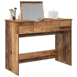 Berkfield Home Dressing Table with Mirror Old Wood 100x45x76 cm in Brown - Size: 100 x 45 x 76 cm - thumbnail 3