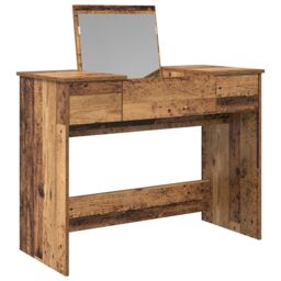 Berkfield Home Dressing Table with Mirror Old Wood 100x45x76 cm in Brown - Size: 100 x 45 x 76 cm - thumbnail 5