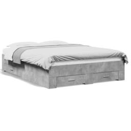 Berkfield Home Modern Bed Frame w/Drawers Frame Concrete Grey 120x190 cm Small Double - thumbnail 3