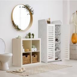Dprodo PVC Wood Plastic Shoe Storage Cabinet in Off-White - Size: 1 Pack - thumbnail 4