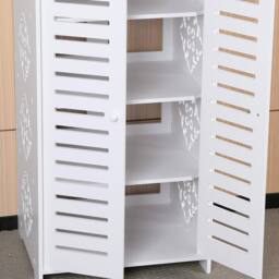 Dprodo PVC Wood Plastic Shoe Storage Cabinet in Off-White - Size: 1 Pack - thumbnail 9