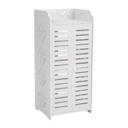 Dprodo PVC Wood Plastic Shoe Storage Cabinet in Off-White - Size: 1 Pack