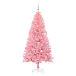 Berkfield Home Christmas Tree with 150 LEDs with Stand Pink 150 cm PVC - thumbnail 2