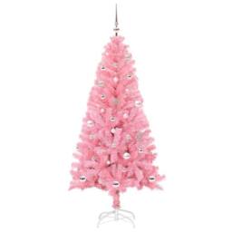 Berkfield Home Christmas Tree with 150 LEDs with Stand Pink 150 cm PVC - thumbnail 3