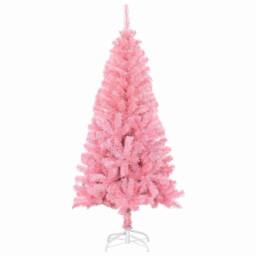 Berkfield Home Christmas Tree with 150 LEDs with Stand Pink 150 cm PVC - thumbnail 4