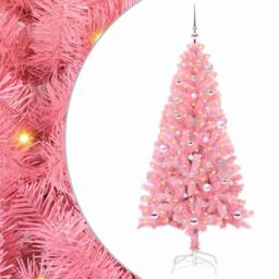 Berkfield Home Christmas Tree with 150 LEDs with Stand Pink 150 cm PVC