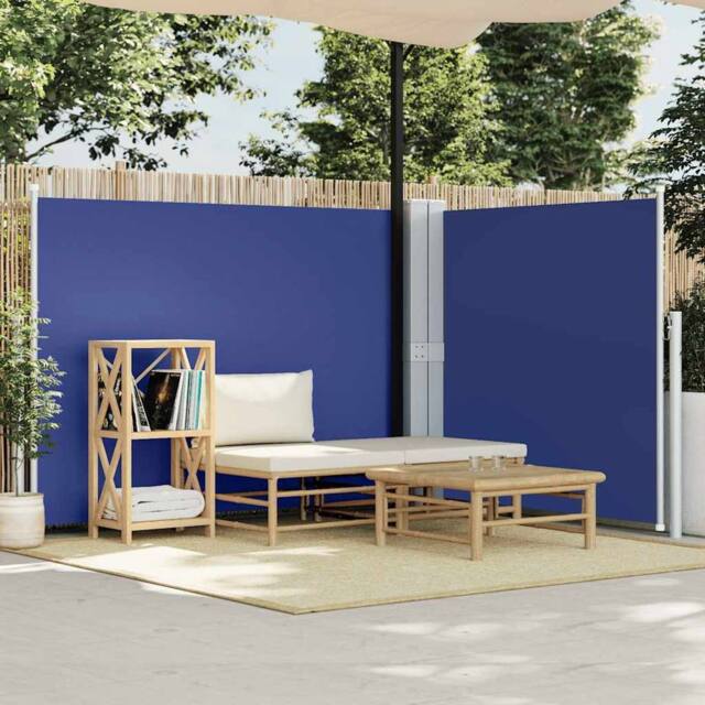 Berkfield Home Retractable Side Awning Blue 140x1000 cm - image 1