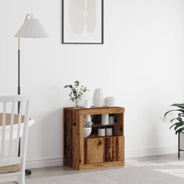 Berkfield Home Sideboard with LED Lights Old Wood 60, 5x37x67 cm in Brown - Size: 5 x 37 x 67 cm - image 1
