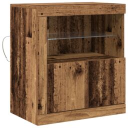 Berkfield Home Sideboard with LED Lights Old Wood 60, 5x37x67 cm in Brown - Size: 5 x 37 x 67 cm - thumbnail 2