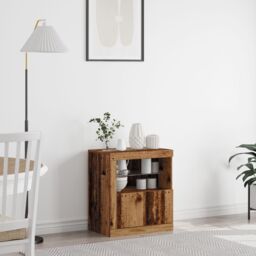 Berkfield Home Sideboard with LED Lights Old Wood 60, 5x37x67 cm in Brown - Size: 5 x 37 x 67 cm - thumbnail 1