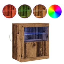 Berkfield Home Sideboard with LED Lights Old Wood 60, 5x37x67 cm in Brown - Size: 5 x 37 x 67 cm - thumbnail 4