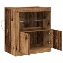 Berkfield Home Sideboard with LED Lights Old Wood 60, 5x37x67 cm in Brown - Size: 5 x 37 x 67 cm - thumbnail 6