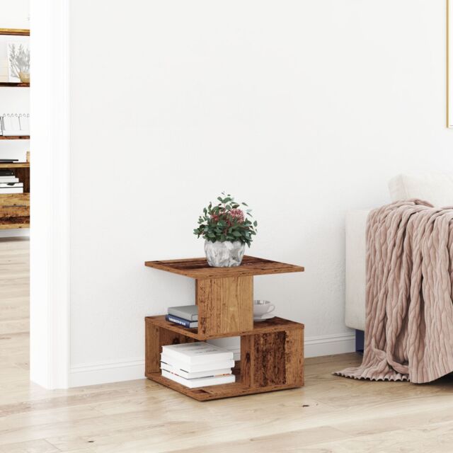 Berkfield Home Side Table Old Wood Wood 40x40x40 cm Storage End Table Square in Brown - Size: 40 x 40 x 40 cm - image 1