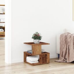 Berkfield Home Side Table Old Wood Wood 40x40x40 cm Storage End Table Square in Brown - Size: 40 x 40 x 40 cm - thumbnail 1