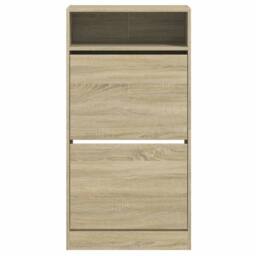 Berkfield Home Shoe Cabinet Sonoma Oak 60x34x116 cm Engineered Wood in Light Tan - Size: 60 x 34 x 116 cm - thumbnail 5