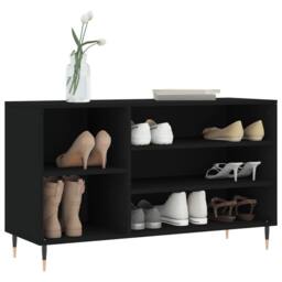 Berkfield Home Shoe Cabinet Black 102x36x60 cm Engineered Wood - Size: 102 x 36 x 60 cm - thumbnail 3
