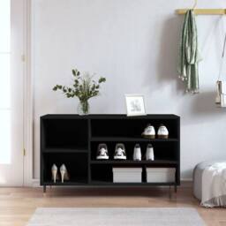 Berkfield Home Shoe Cabinet Black 102x36x60 cm Engineered Wood - Size: 102 x 36 x 60 cm - thumbnail 2