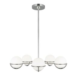 Loops 5 Bulb Chandelier LIght Highly Polished Nickel LED G9 3.5W in Metallics - thumbnail 1