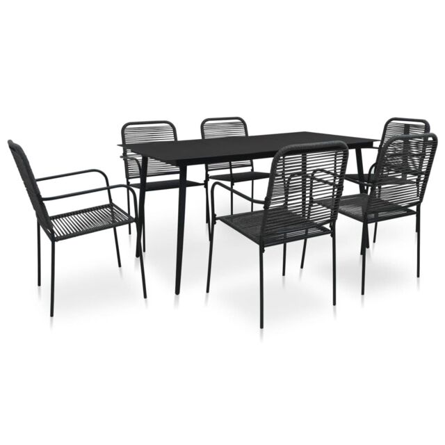 Berkfield Home 7 Piece Outdoor Dining Set Cotton Rope & Steel Black - image 1