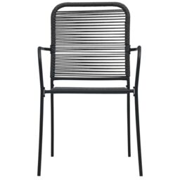 Berkfield Home 7 Piece Outdoor Dining Set Cotton Rope & Steel Black - thumbnail 6