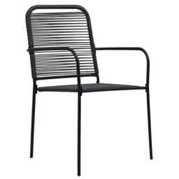 Berkfield Home 7 Piece Outdoor Dining Set Cotton Rope & Steel Black - thumbnail 5