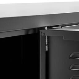 Wyld and Coco Black Steel Three Door Sideboard Adjustable Shelves Cable - thumbnail 6