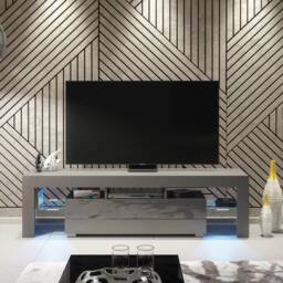 Creative Furniture Aria TV Unit 160cm - A Sleek & Functional Cabinet with Gloss Doors & LED Lights in Dark Grey