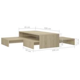 Berkfield Home Nesting Coffee Table Set Sonoma Oak 100x100x26.5 cm Engineered Wood in Light Brown - thumbnail 8