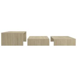 Berkfield Home Nesting Coffee Table Set Sonoma Oak 100x100x26.5 cm Engineered Wood in Light Brown - thumbnail 6