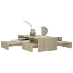 Berkfield Home Nesting Coffee Table Set Sonoma Oak 100x100x26.5 cm Engineered Wood in Light Brown - thumbnail 7