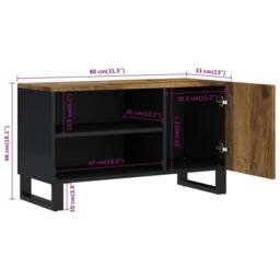 Berkfield Home TV Cabinet 80x33x46 cm Solid Wood Mango&Engineered Wood in Brown - Size: 80 x 33 x 46 cm - thumbnail 9