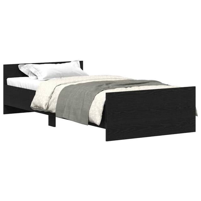 Berkfield Home Bed Frame without Mattress Black Oak 75x190 cm Engineered Wood - image 1