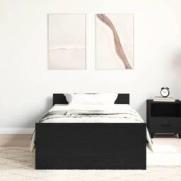 Berkfield Home Bed Frame without Mattress Black Oak 75x190 cm Engineered Wood - thumbnail 3