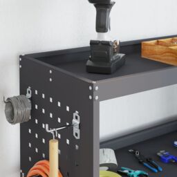 Berkfield Home Tool Trolley with Shelf with Wheel with Storage Manual Anthracite Medium Metal - thumbnail 4