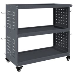 Berkfield Home Tool Trolley with Shelf with Wheel with Storage Manual Anthracite Medium Metal - thumbnail 2