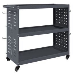 Berkfield Home Tool Trolley with Shelf with Wheel with Storage Manual Anthracite Medium Metal - thumbnail 7