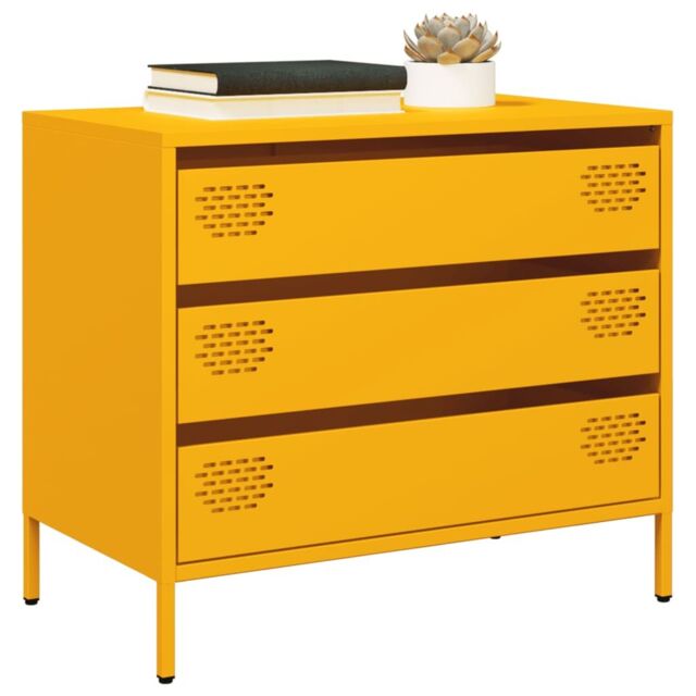 Berkfield Home Sideboard¬†Mustard Yellow 68x39x58.5 cm Cold-rolled Steel - image 1