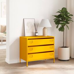 Berkfield Home Sideboard¬†Mustard Yellow 68x39x58.5 cm Cold-rolled Steel - thumbnail 3