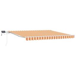 Berkfield Home Manual Retractable Awning with LED Yellow & Orange 400x300 cm - thumbnail 1